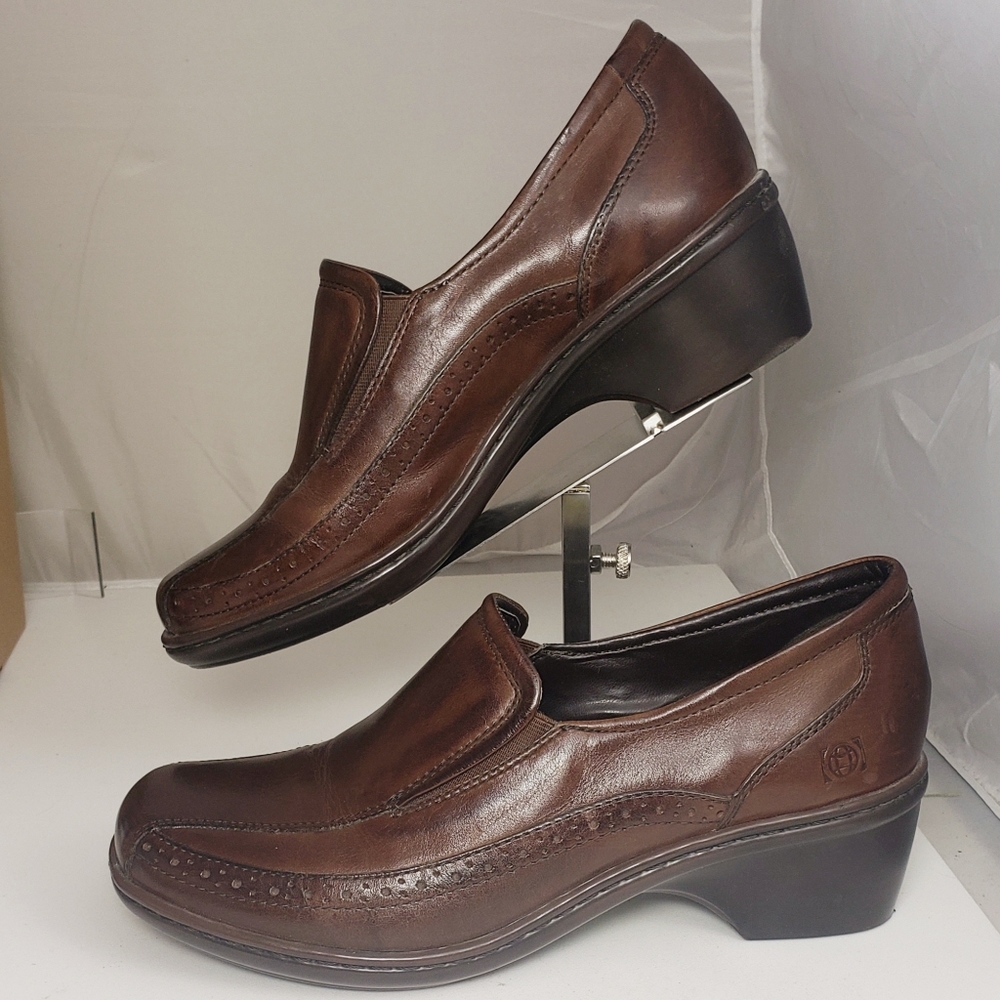 Earth Origins Megan Brown Leather Loafers Shoes Gem